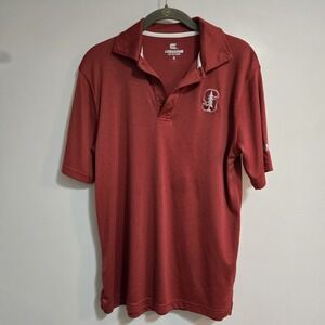 Stanford Cardinal Colosseum Mens Size S Polo Solid Short Sleeve Cardinal Red